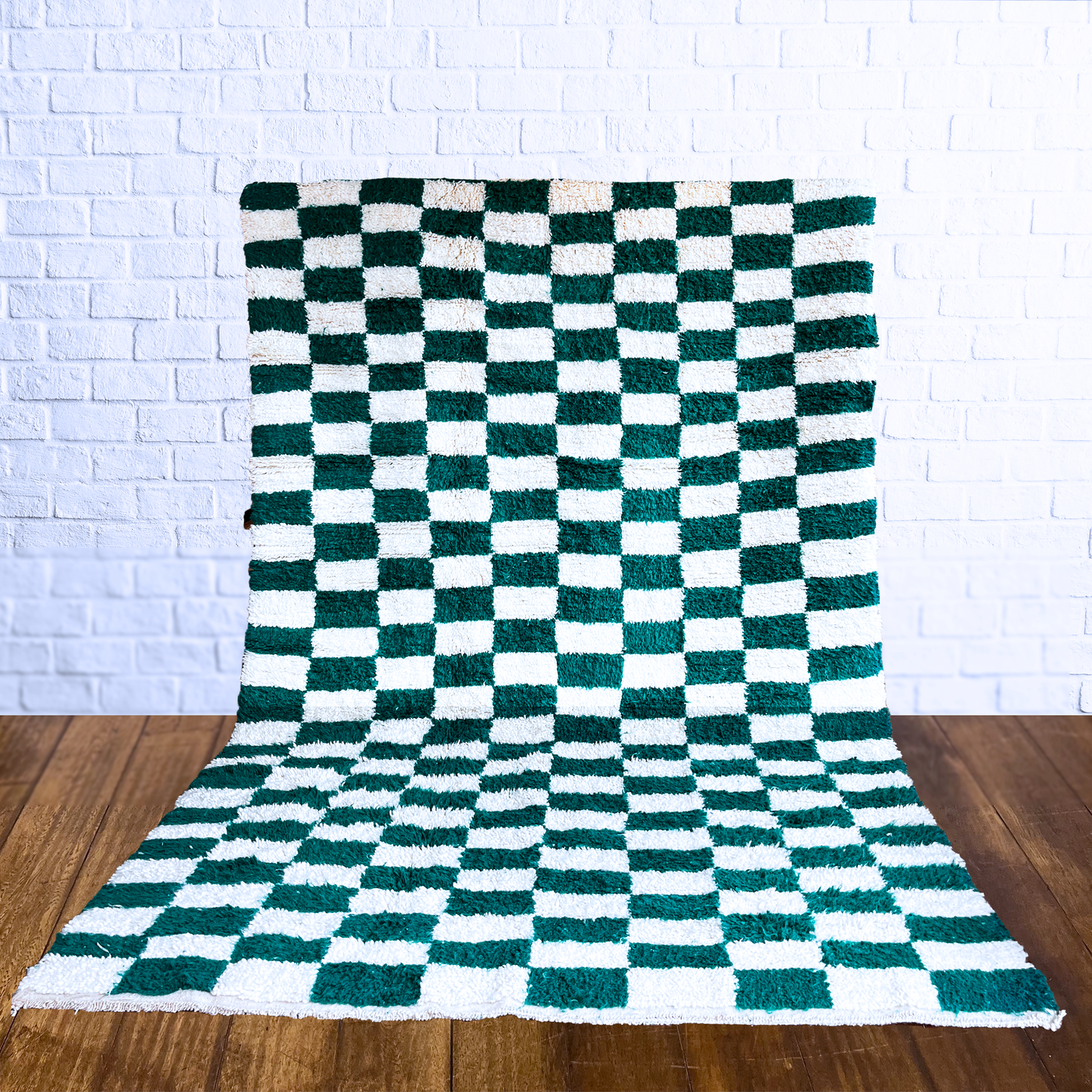 TAPIS BENI OUARAIN DAMIER VERT ◈ 300 cm x 200 cm