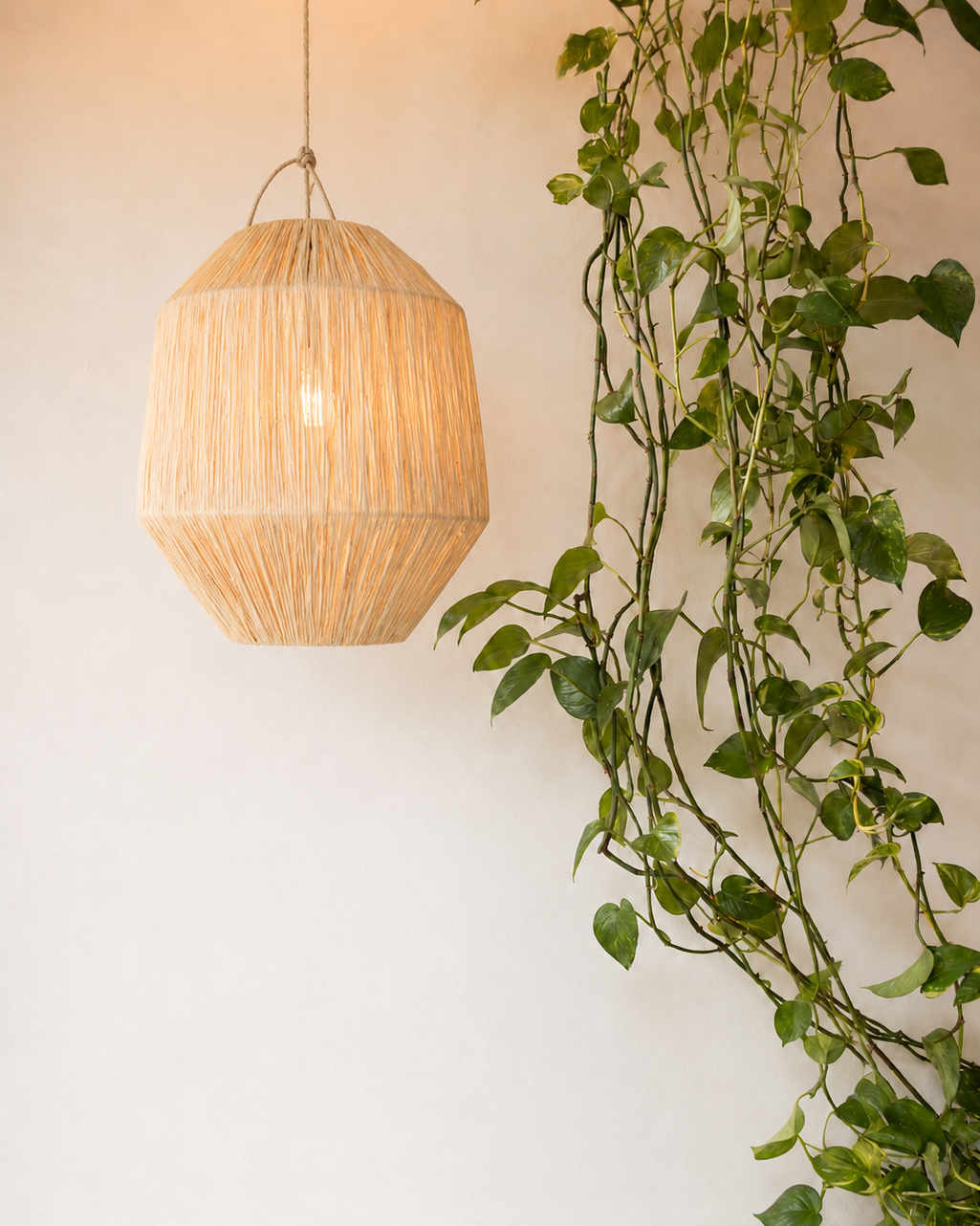 Raffia lamp