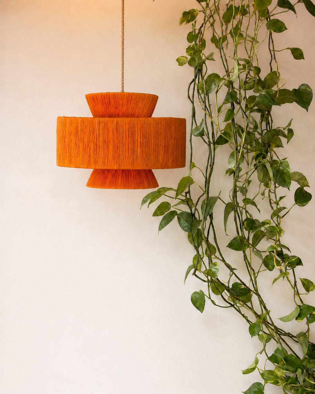 Raffia lamp