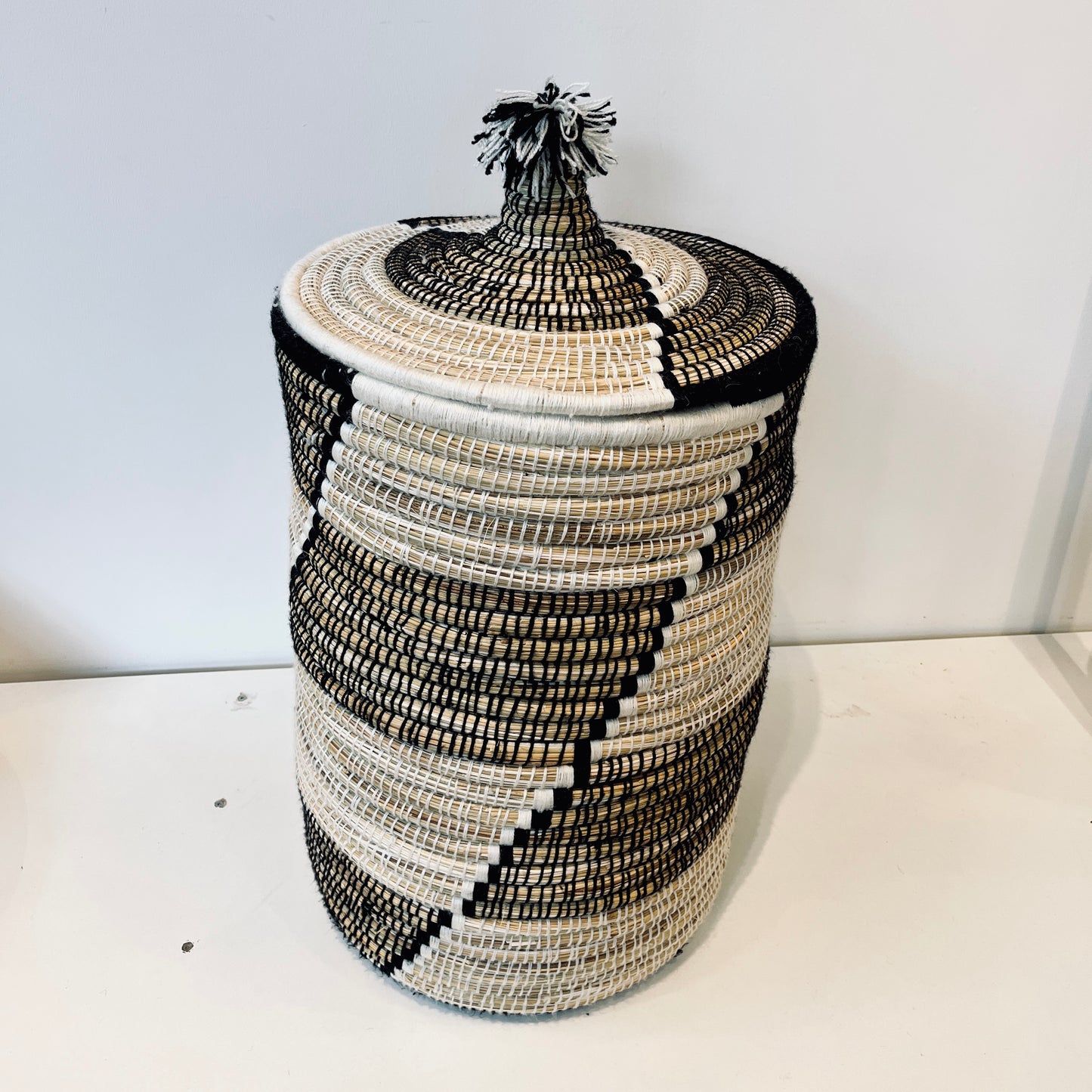 Panier à linge en fibre végétale D40/h67 cm