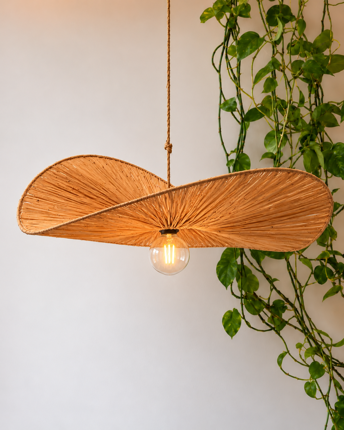 Raffia lamp
