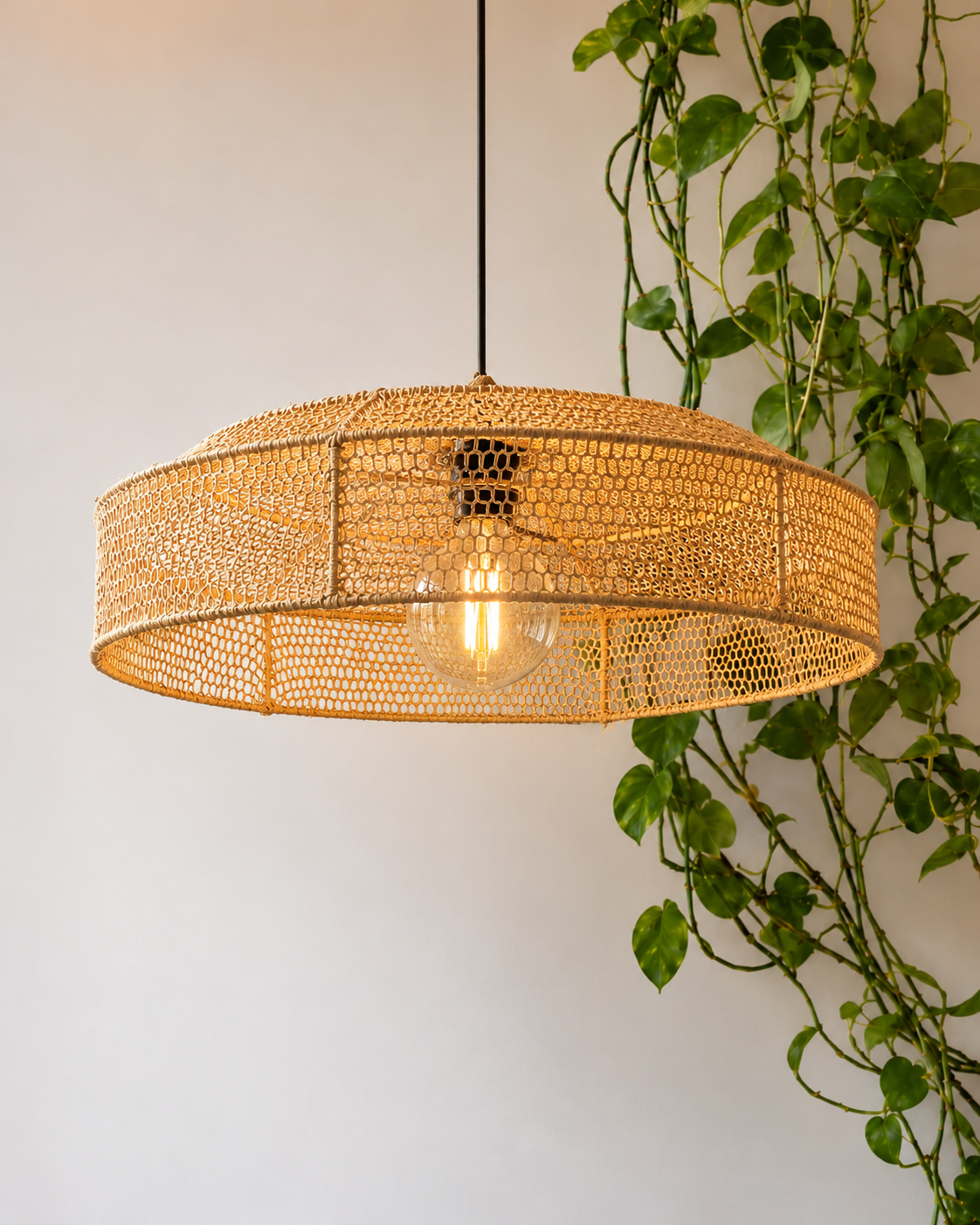 Raffia lamp