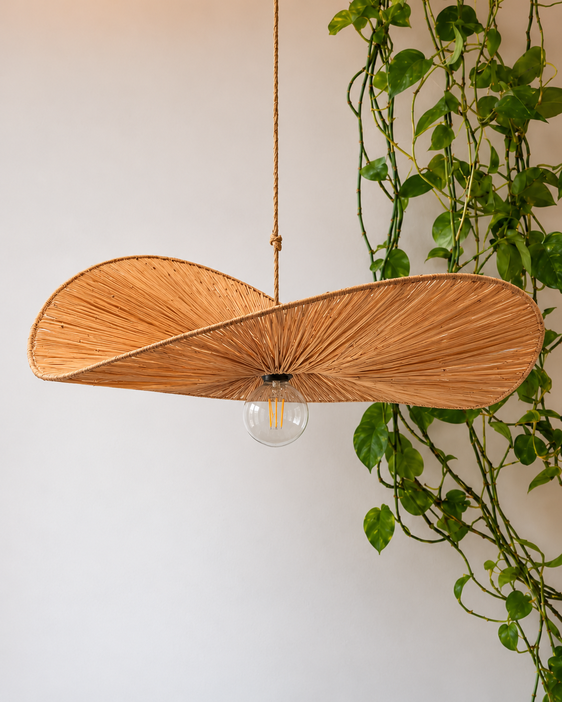 Raffia lamp