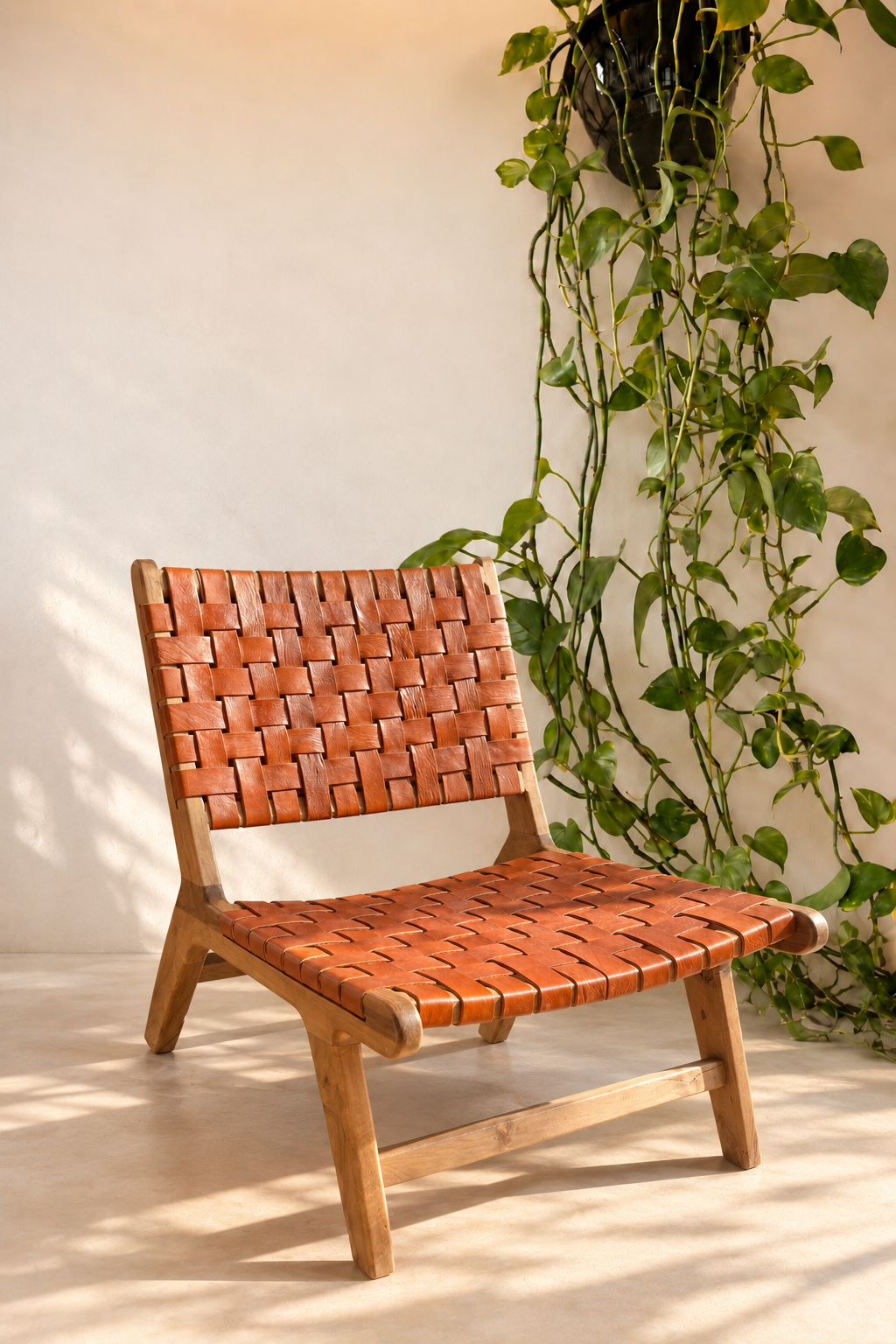 Chair with leather seat