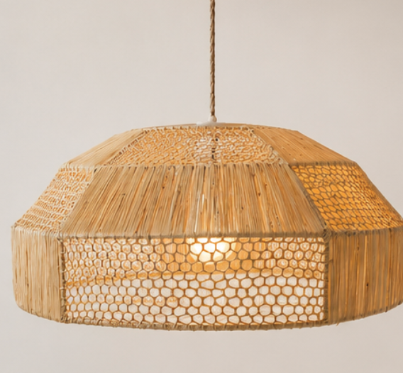 Raffia lamp