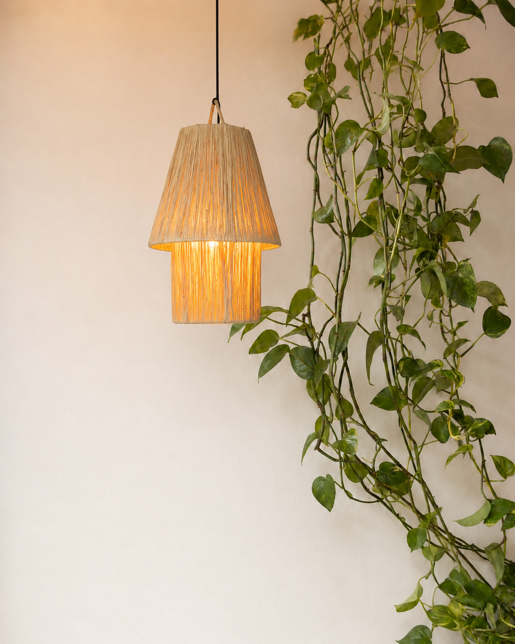 Raffia lamp