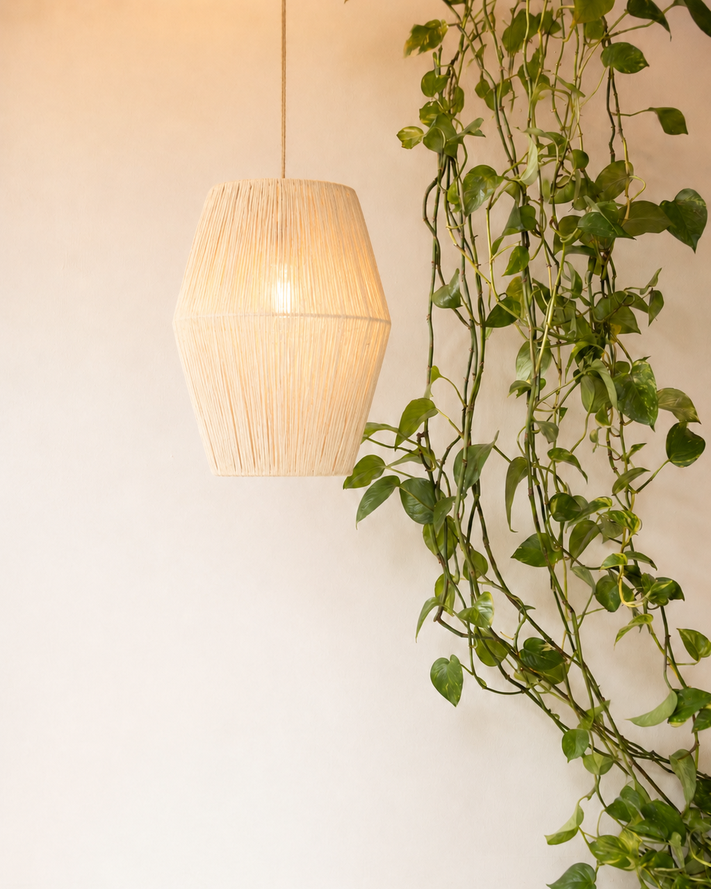 Raffia lamp