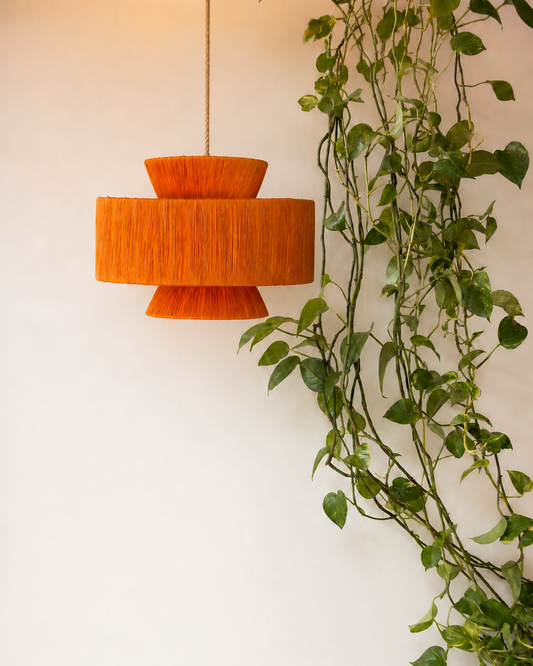 Raffia lamp