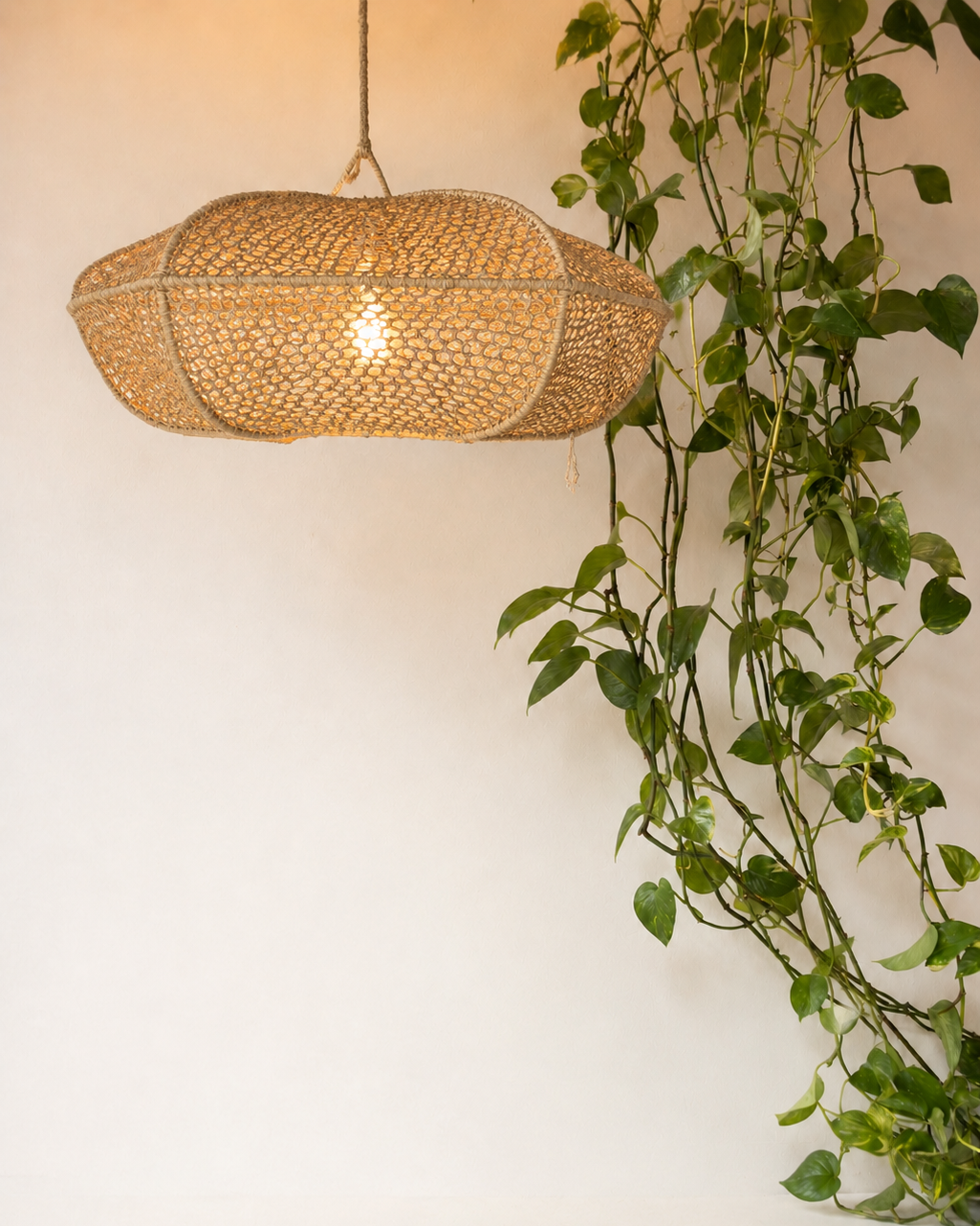 Raffia lamp