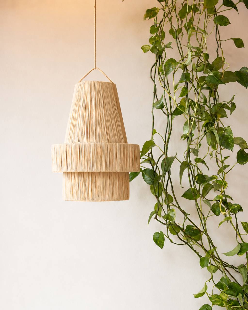 Raffia lamp